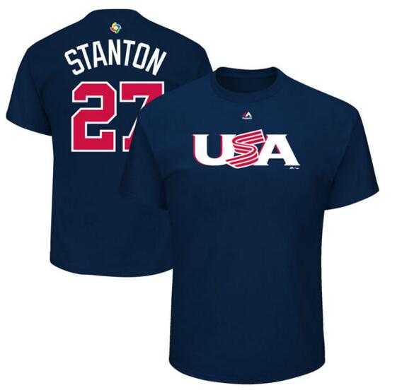 USA Baseball 27 Giancarlo Stanton Majestic 2017 World Baseball Classic Name & Number T-Shirt Navy,We sell and wholesale USA Baseball 27 Giancarlo Stanton Majestic 2017 World Baseball Classic Name & Number T-Shirt Navy on line form chian!